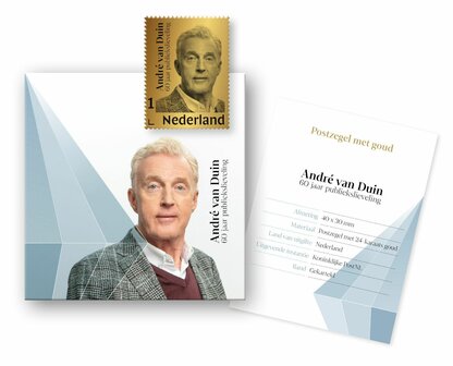 Andr&eacute; van Duin - Gouden Postzegel PostNL Met Certificaat 